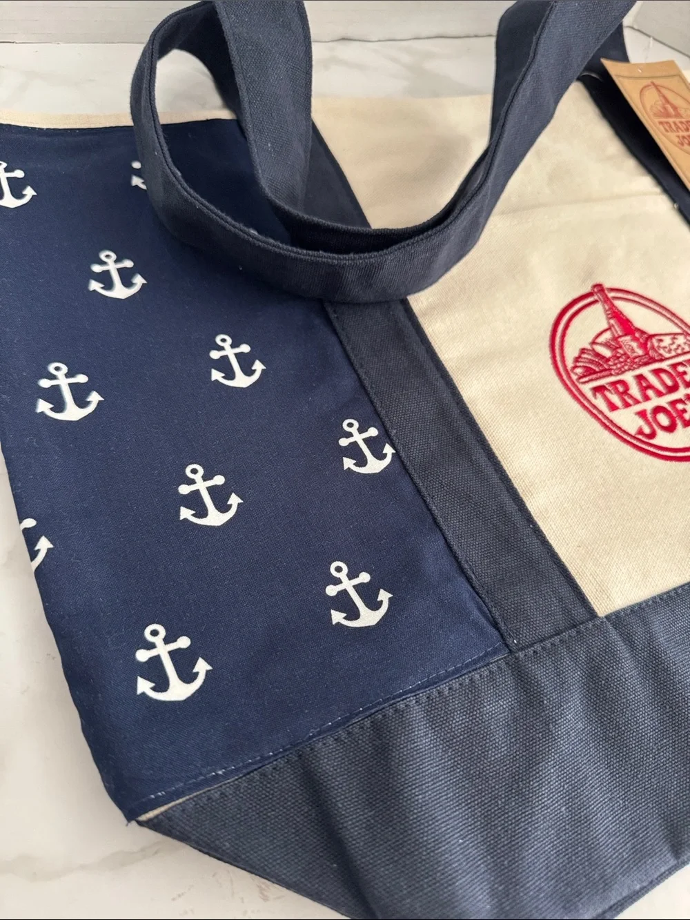 Trader Joe’s Large Navy Canvas Tote. New with Tag. - Picture 4 of 17